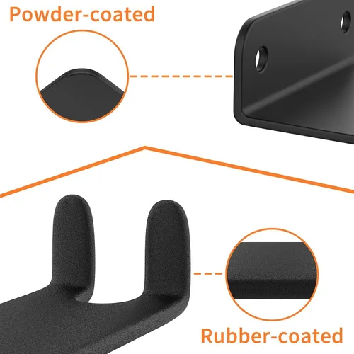 Vista 7 de WALMANN Paquete de 2 soportes para pedales de bicicleta, soporte de pared horizontal resistente para pared de garaje, soporte de exhibición