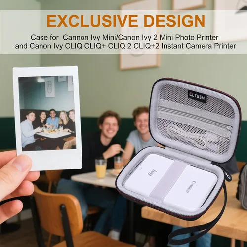 Vista 7 de LTGEM - Funda rígida para impresora fotográfica Canon Ivy 2 Mini/Ivy y CLIQ CLIQ CLIQ+ CLIQ 2 CLIQ+2 Impresora de cámara instantánea (negro + gris)