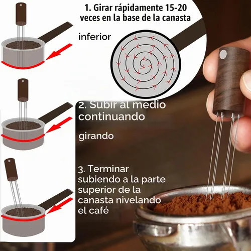 Vista 3 de WDT Tool - Agitadores de café expreso, distribuidor de café, herramientas de barista, herramienta de distribución de agujas de espresso para kit