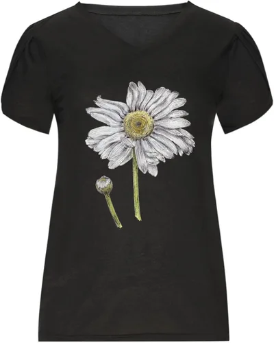 Vista 5 de Camisetas de manga corta para mujer, estilo casual, de verano, con estampado floral, cuello redondo, ajuste holgado