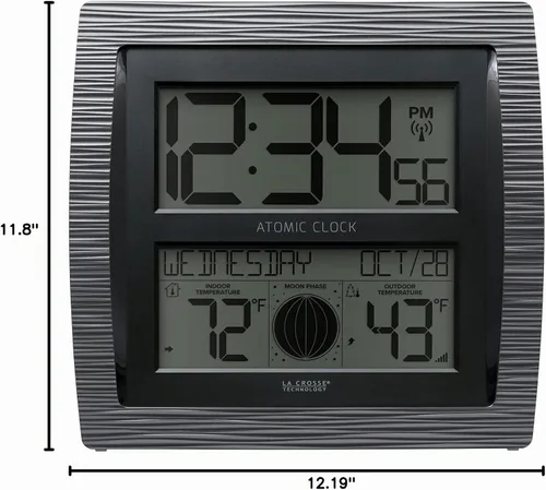 Vista 8 de La Crosse Technology BBB86118-INT Reloj digital atómico curvo con fase lunar y temperatura