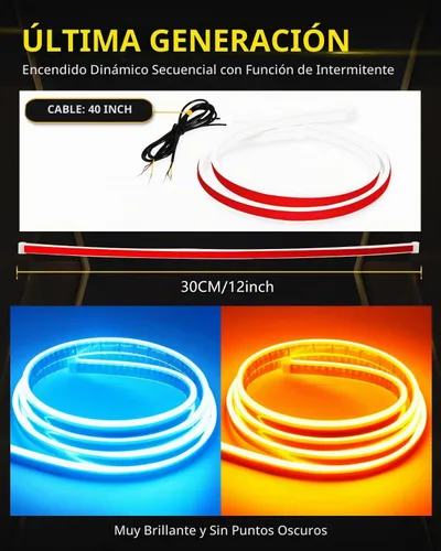 Vista 6 de YM E-Bright Tira de Luces LED de Señal de Giro Secuencial Intermitente Indicador de Conducción Diurna DRL para Coches SUV Motocicleta Impermeable