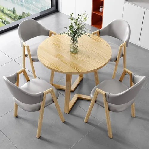 Vista 13 de YVYKFZD Office Reception Room Club Table and Chair Set, Simple Kitchen Dining Table Set for 4, Round Conference Table with Metal Legs, Small