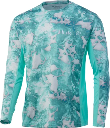Vista 30 de HUK Camisa de manga larga Icon X para hombre, camisa de pesca de alto rendimiento Azul celeste