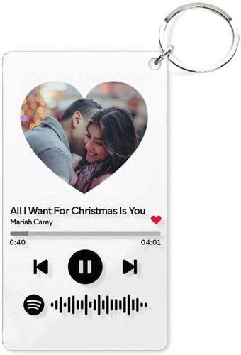 Vista 8 de Llavero personalizado de Spotify con imagen, llavero de código de canción de música de Spotify escaneable personalizado Negro