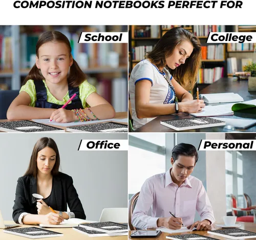 Vista 6 de Rosmonde Cuadernos de composición con rayas universitarias, paquete de 5, 200 páginas (100 hojas), 9-3/4 x 7-1/2 pulgadas, libro de composición