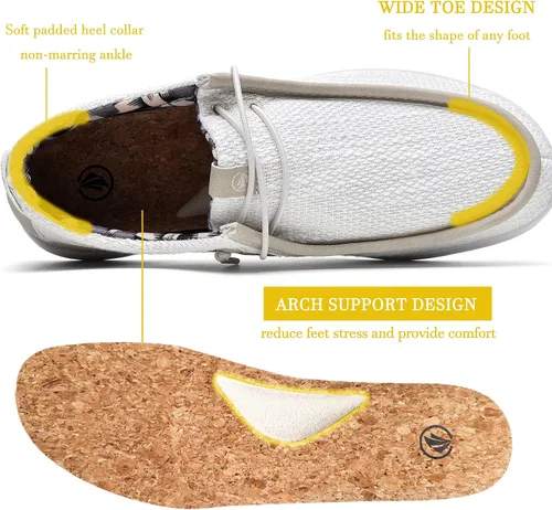 Vista 4 de ZF ZEFUHER Zapatos casuales para hombre, con soporte de arco ortopédico, zapatos náuticos ligeros y cómodos con cordones, mocasines de ancho ancho