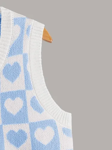 Vista 4 de Floerns Suéter sin mangas con estampado de corazón para niñas, cuello en V, camiseta sin mangas