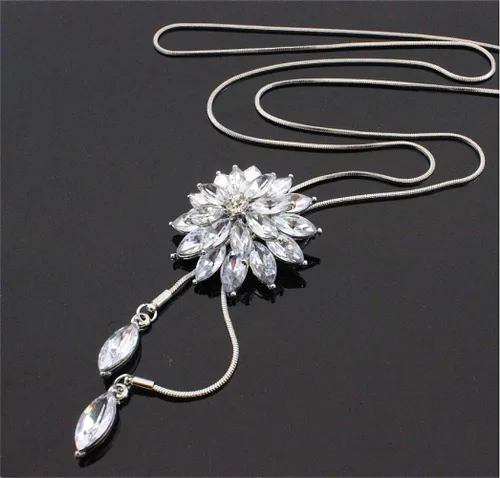 Vista 4 de Cathercing - Collar de cadena ajustable, larga y elegante con dije de diamantes de imitación, joyería única para mujeres y niñas, Cathercing
