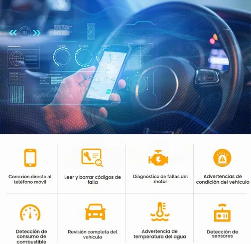 Vista 3 de Dickno ELM327 OBDⅡ Escáner de diagnóstico automático para coche, herramienta de escaneo Bluetooth automotriz profesional y lector de código 1 unidad.