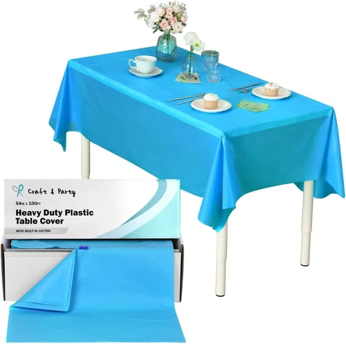 Vista 33 de Rollo de plástico para cubierta de mesa color verde manzana, 40 pulgadas x 100 pies, rollo de plástico resistente para cubierta de mesa de banquetes