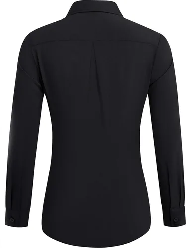 Vista 4 de Camisas con botones para mujer, camisas de vestir, trajes casuales de negocios, blusa ajustada con cuello, entrevista de trabajo, atuendo de oficina
