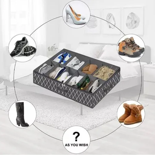 Vista 4 de Contenedores de almacenamiento no tejidos debajo de la cama con asas reforzadas, almacenamiento debajo de la cama para zapatos con ventana