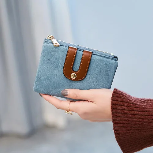 Vista 39 de AOXONEL Cartera pequeña de cuero plegable Rfid para mujer, con cremallera, bolsillo para tarjeta de identificación, delgada, compacta y delgada