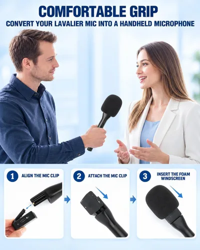 Vista 3 de Kit de vlogging para iPhone/Android, kit de inicio de TikTok YouTube para grabación de video con micrófono inalámbrico, adaptador de micrófono