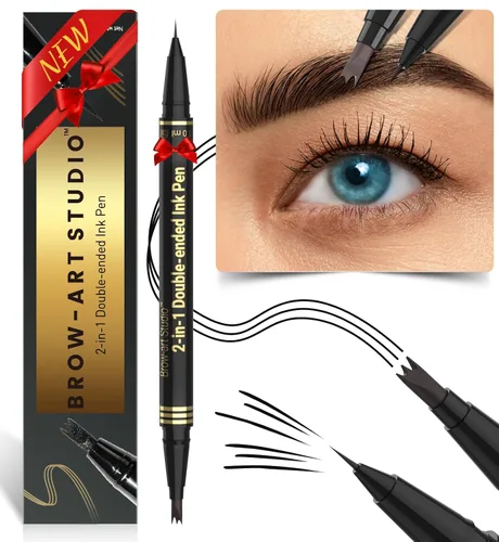 Vista 12 de iMethod Lápiz de microblading para cejas - Lápiz para cejas 2 en 1 de doble punta con aplicador de punta de micro-horquilla de 3 puntas y punta