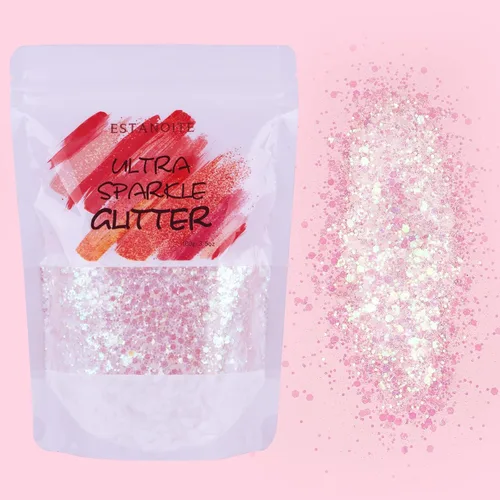 Vista 16 de Purpurina gruesa iridiscente, 3.53 onzas, purpurina para manualidades para artes y manualidades, purpurina mixta gruesa cosmética, purpurina Rosa