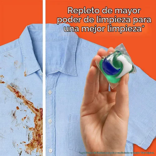 Vista 2 de Tide PODS cápsulas de detergente para lavar ropa, removedor de manchas 3 en 1, combatiente de olores, protector de color, 57 unidades, compatible