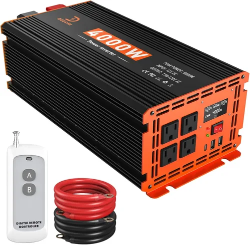 Vista 10 de Inversor de corriente de 3000 W de 12 V CC a 110 V/120 V CA convertidor para RV/camión/barco/campamento/inversor de energía solar fuera de la red
