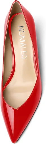 Vista 3 de NUMALEO Zapatos de tacón bajo de cuña sólida para mujer, con puntera puntiaguda, de 2 pulgadas