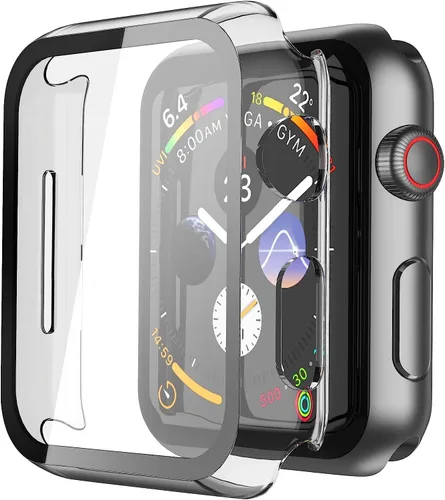 Vista 18 de Misxi Juego de 2 Fundas de Vidrio Templado Compatibles con Apple Watch Series 3 y Series 2 de 1.496 Pulgadas, Protector de Pantalla de Policarbonato