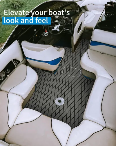 Vista 7 de Suelo de barco de diamante con autoadhesivo 96"x16"/38"/47" Gris oscuro con líneas negras