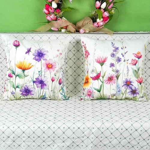 Vista 2 de ONWAY Juego de 2 fundas de almohada lumbar de primavera de 18 x 18 pulgadas Morado