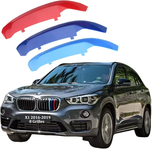 Vista 9 de Insertos de parrilla automotriz para BMW X1 F48 2016-2019 7 vigas, accesorios de parrilla delantera