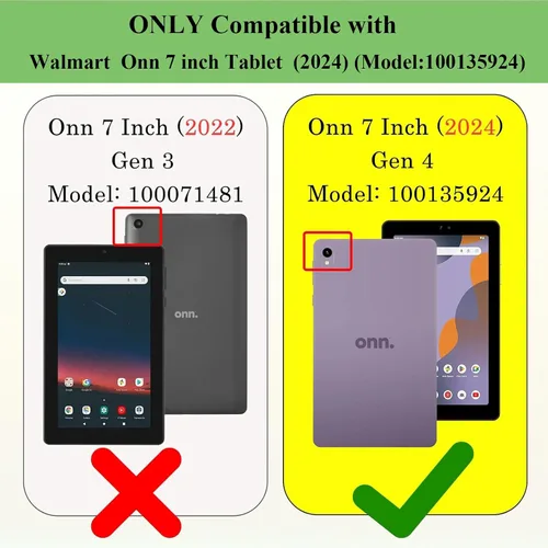 Vista 2 de Funda para tablet Walmart Onn de 7 pulgadas Gen 4 2024 (Modelo: 100135924), UUcovers con soporte de espuma EVA suave, soporte de espuma EVA suave