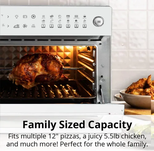 Vista 3 de Aria Air Fryers Ariawave - Horno freidora de aire de 36 cuartos de galón, color blanco, extra grande