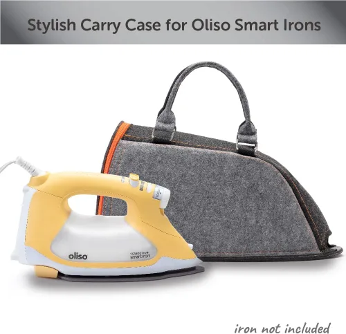 Vista 9 de Oliso TG1600 Pro Plus SmartIron de 1800 vatios con elevación automática y protector de suela de hierro de silicona Oliso Solemate (amarillo) + bolsa