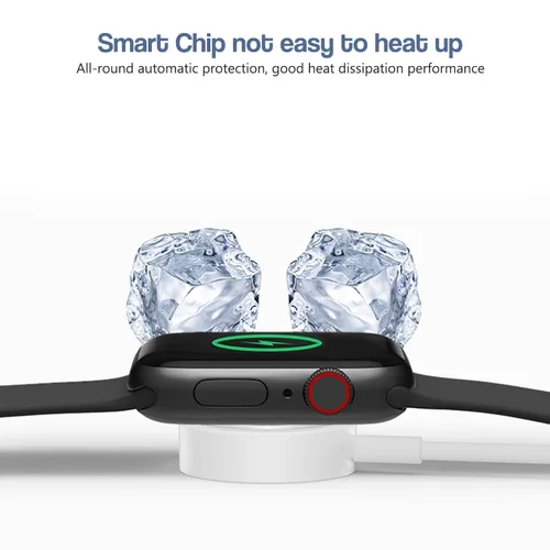 Vista 4 de Compatible con cargador rápido de reloj inteligente de 3.3 pies, cable de carga iWatch con cargador de pared USB, enchufe de viaje para cable