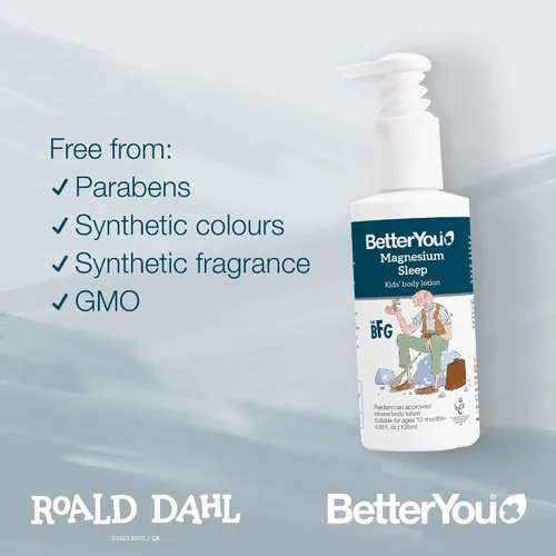 Vista 7 de BetterYou Loción corporal de magnesio para dormir - Loción corporal relajante para niños - Crema de magnesio con lavanda y manzanilla - Para niños