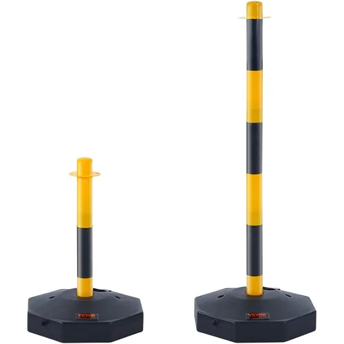 Vista 9 de VEVOR Conos de poste delineador de tráfico ajustable, paquete de 4, barrera delineadora de seguridad de tráfico con base rellenable de 8 pies