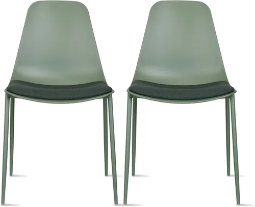 Vista 10 de 2xhome Silla moderna de cocina y comedor Cojín acolchado de tela Patas de metal y asiento de plástico sin brazos Oficina Interior Patio Café