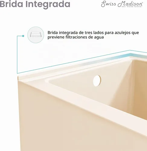 Vista 5 de Voltaire - Bañera de 54 x 30 pulgadas para alcoba de drenaje a mano derecha con delantal en bisque Bisqué Beige