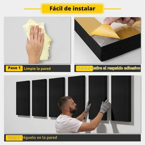 Vista 6 de 4 PCS 2" Thick Acoustic Panels, 23.6" x 11.8", Fiberglass Sound Absorbing Panels, Fabric Wrapped Soundproof Wall Panels, Noise Dampening for Studio