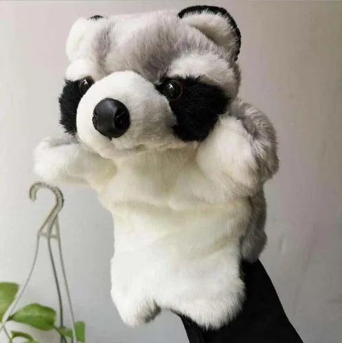 Vista 5 de Títeres de mano de peluche mapache de peluche juguetes imaginativos juego de simulación narración