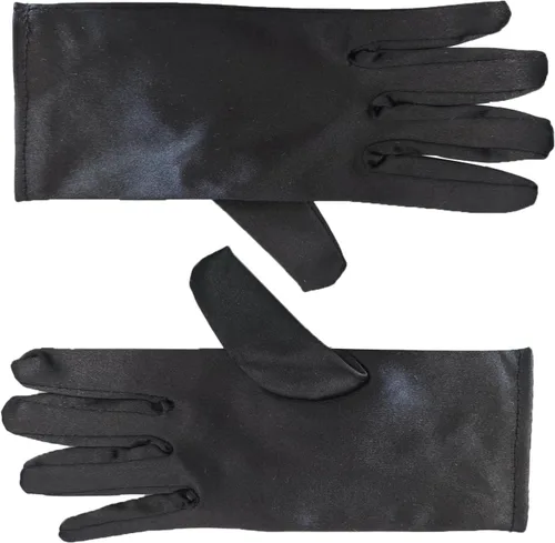 Vista 3 de Guantes cortos de satén, guantes de ópera de los años 20 para mujeres, vestido de noche elástico, para novia, boda, fiesta de té