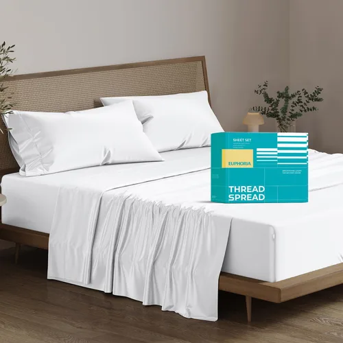 Vista 33 de THREAD SPREAD Sábanas 100% Algodón Egipcio Tamaño Twin - 800 Alto Número de Hilos 3 Piezas Sábanas Twin Extra Largas para Dormitorio, Bolsillo