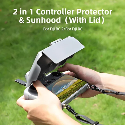Vista 2 de 2 en 1 controlador RC cubierta protectora parasol compatible con DJI RC control remoto para Mini 3/Mini 3 Pro/Air2S/Mavic 3/Mavic 3 Classic Drone