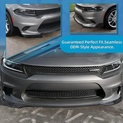 Vista 6 de Labio de Parachoques Delantero Compatible con Dodge Charger SE RT SRT GT 2015-2023 Estilo Deportivo Labio Alerón de Parachoques Delantero Divisor