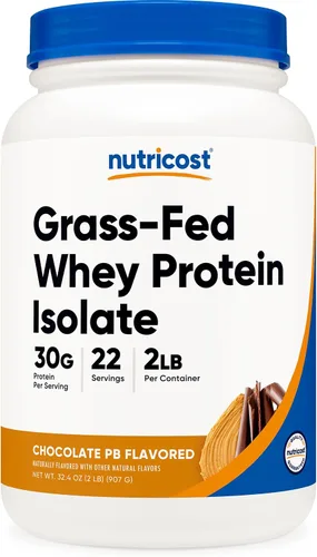 Vista 12 de Nutricost Proteína de suero de leche alimentada con pasto (chocolate) 2 libras, sin OMG, sin gluten, sabores naturales