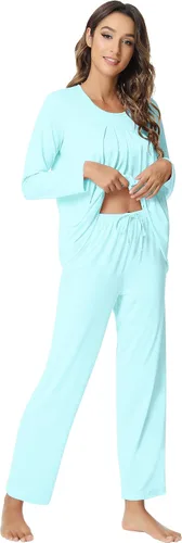 Vista 3 de NACHILA Pajamas Set for Women- Viscose Made from Bamboo, Long Sleeve Pjs Soft Sleepwear Comfy Loungewear Sets with Pants