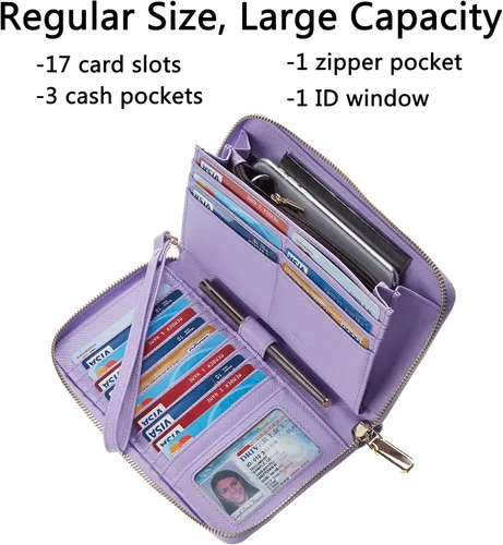 Vista 5 de Chelmon - Monedero para mujer de cuero genuino con bloqueo de señal RFID, para tarjetas de crédito