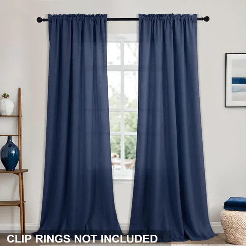 Vista 162 de KOUFALL Juego de 2 cortinas de puerta francesa, cortinas de lino para puerta/ventana, cortina transparente boho para cristal lateral delantero
