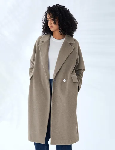 Vista 2 de Abrigo largo básico en forma de H con solapa casual para mujer de invierno