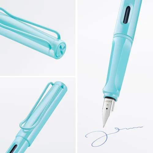 Vista 2 de Lamy safari aquasky - Pluma estilográfica con agarre ergonómico y punta de acero pulido tamaño M - ideal para cualquier escritura y caligrafía