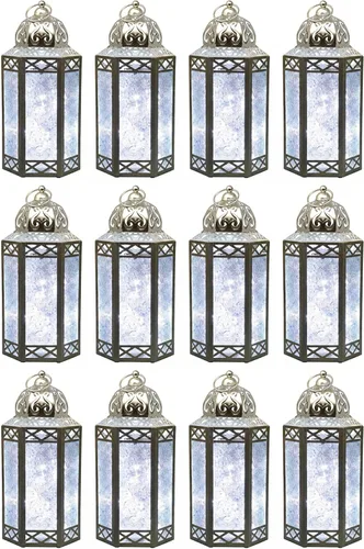 Vista 33 de VELA LANTERNS Juego de 2 portavelas decorativos de LED con luces de hadas de 12" de metal marroquí para colgar o mesa, decoración del hogar
