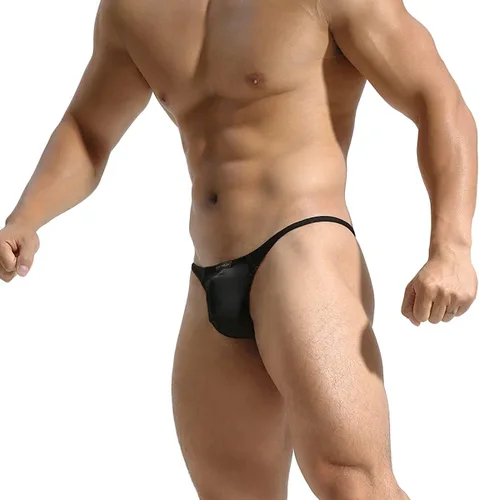 Vista 4 de HELX Tangas para hombre, ropa interior sexy G String T-Back Low Rise Bulge Pouch Jock Straps Lencería masculina 2pack negro+gris